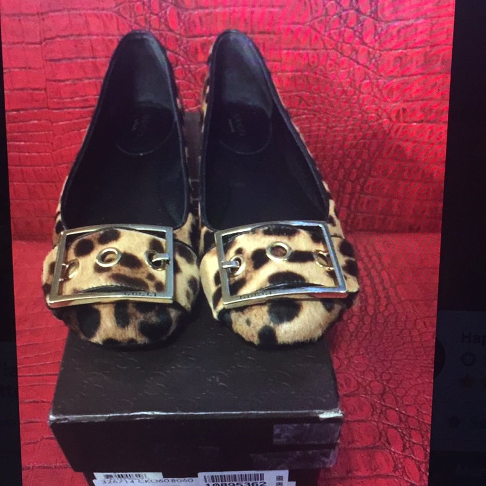 💥HP💥AUTHGUCCI FLATS PONY JAGUARS NAPPA CHARLOTTE